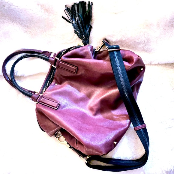 NEW-ANYA HINDMARCH BURGUNDY LEATHER TOTE BAG - Picture 10 of 16